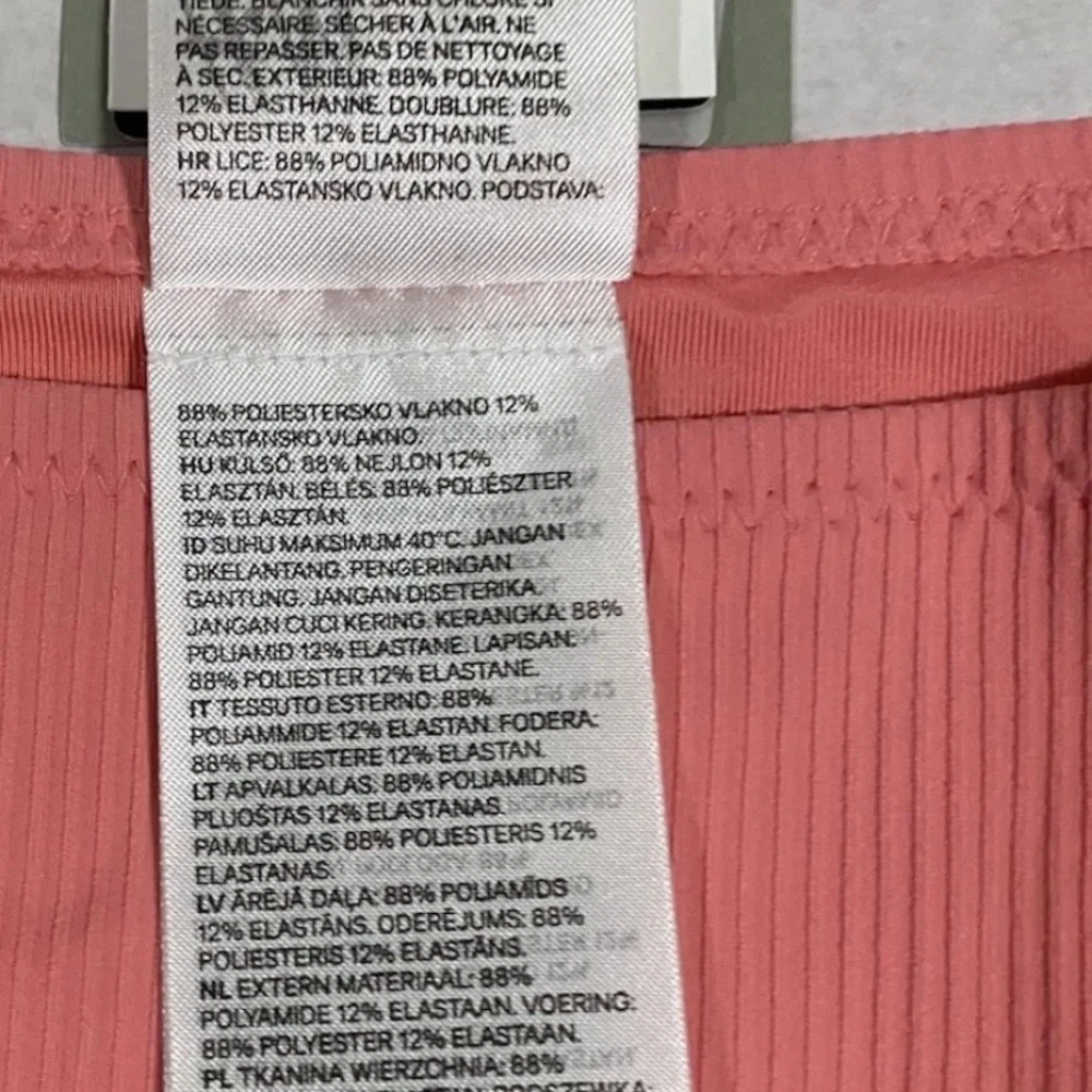 H&M Size 16 Cheeky Coral Peach Ribbed Bikini Bottom Brand New